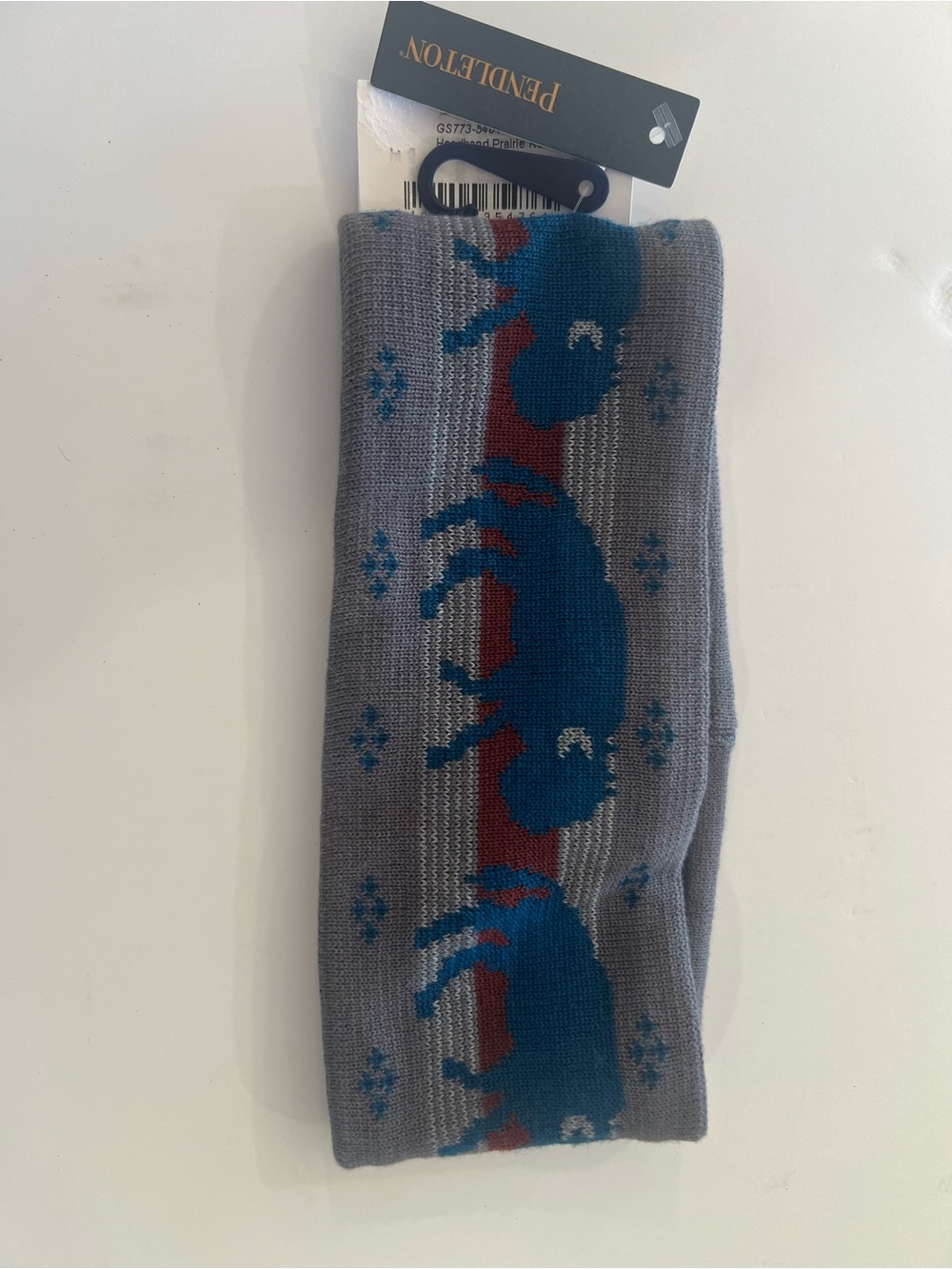 Pendleton NWT Fleece Lined Headband Prairie Rush Hour - Bison Red Blue Gray